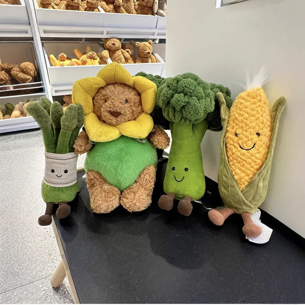 Lifelike Corn/Asparagus/Broccoli/Carrot Plant Plush Decor | Fluffy Botanical Stuffed Ornaments with JC Tags, Wholesale & Retail