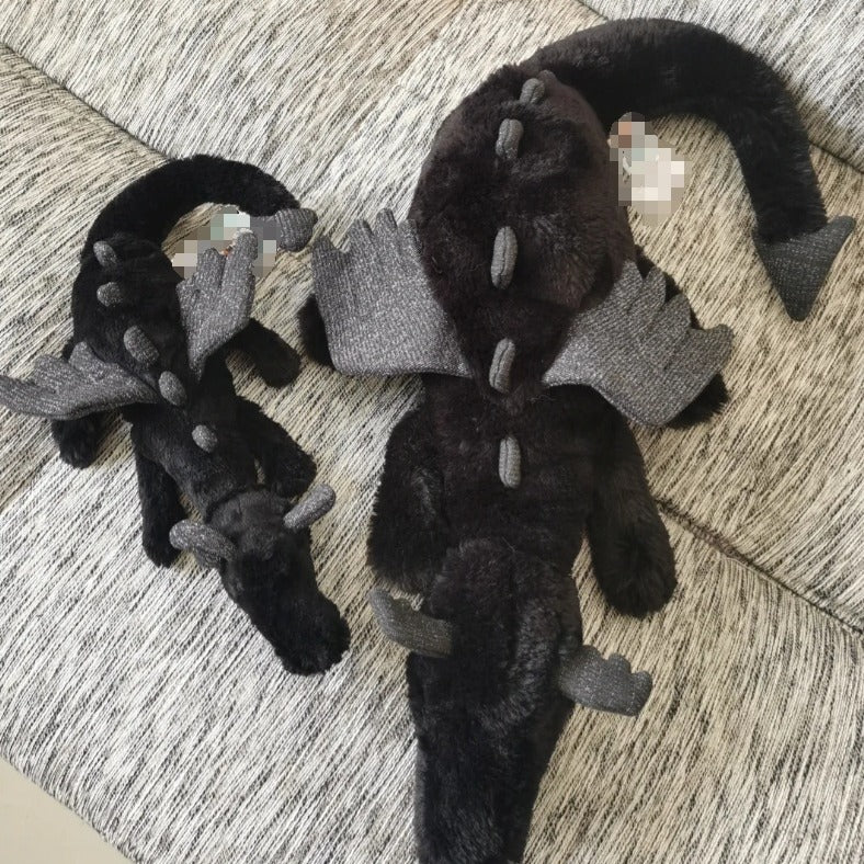 Ultra Soft 50/66cm Onyx Dragon | Black Dragon Plush Toy | Fluffy Stuffed Animals with JC Tags, Wholesale & Retail