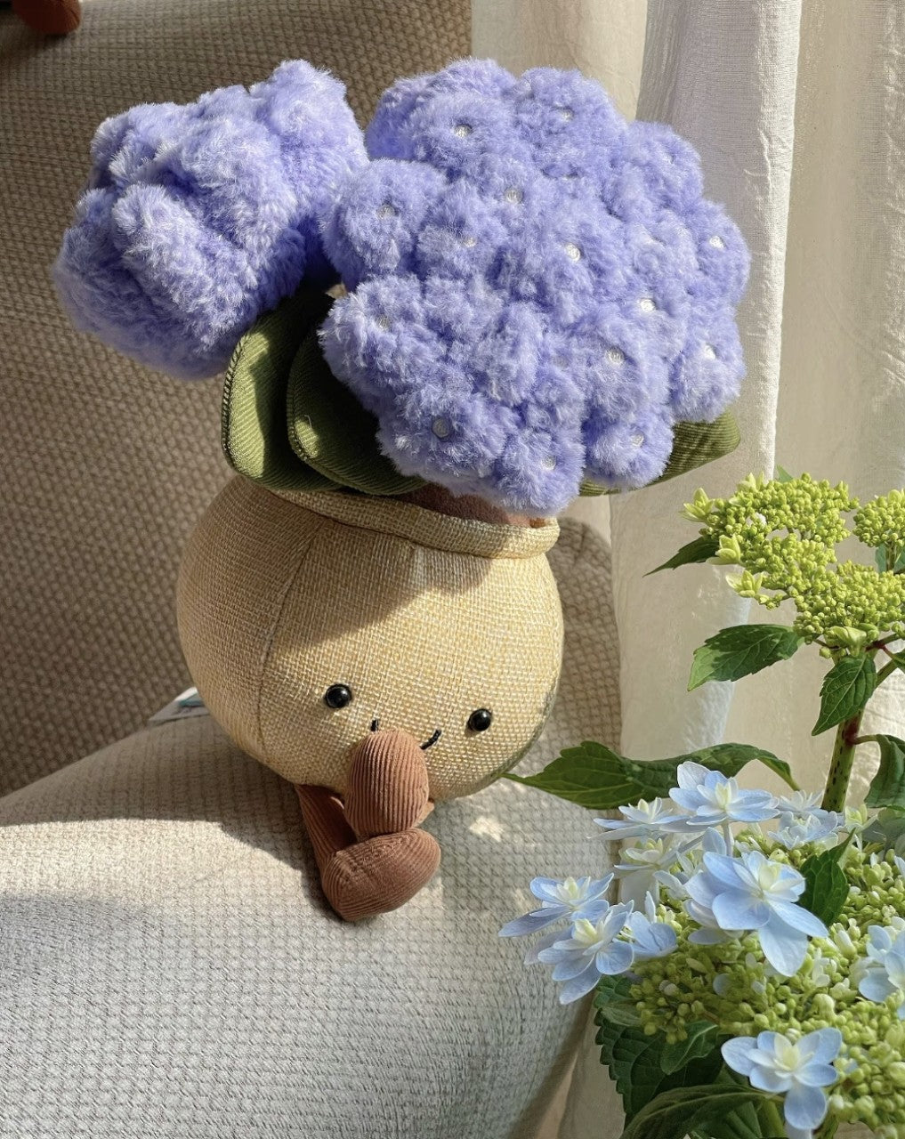 Lifelike Amuseables Hydrangea Plant Plush Decor | Fluffy Botanical Stuffed Ornaments with JC Tags, Wholesale & Retail