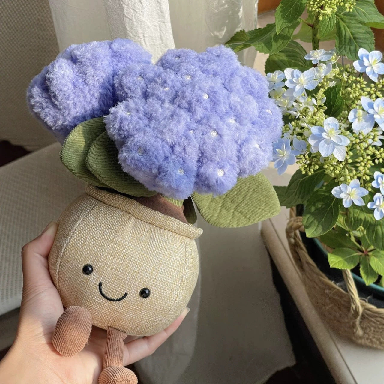 Lifelike Amuseables Hydrangea Plant Plush Decor | Fluffy Botanical Stuffed Ornaments with JC Tags, Wholesale & Retail