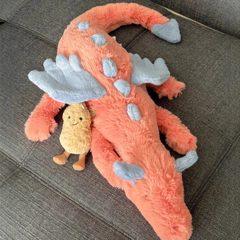Ultra Soft 50/66cm Persimmon Dragon Plush | Fluffy Stuffed Animals with JC Tags, Wholesale & Retail
