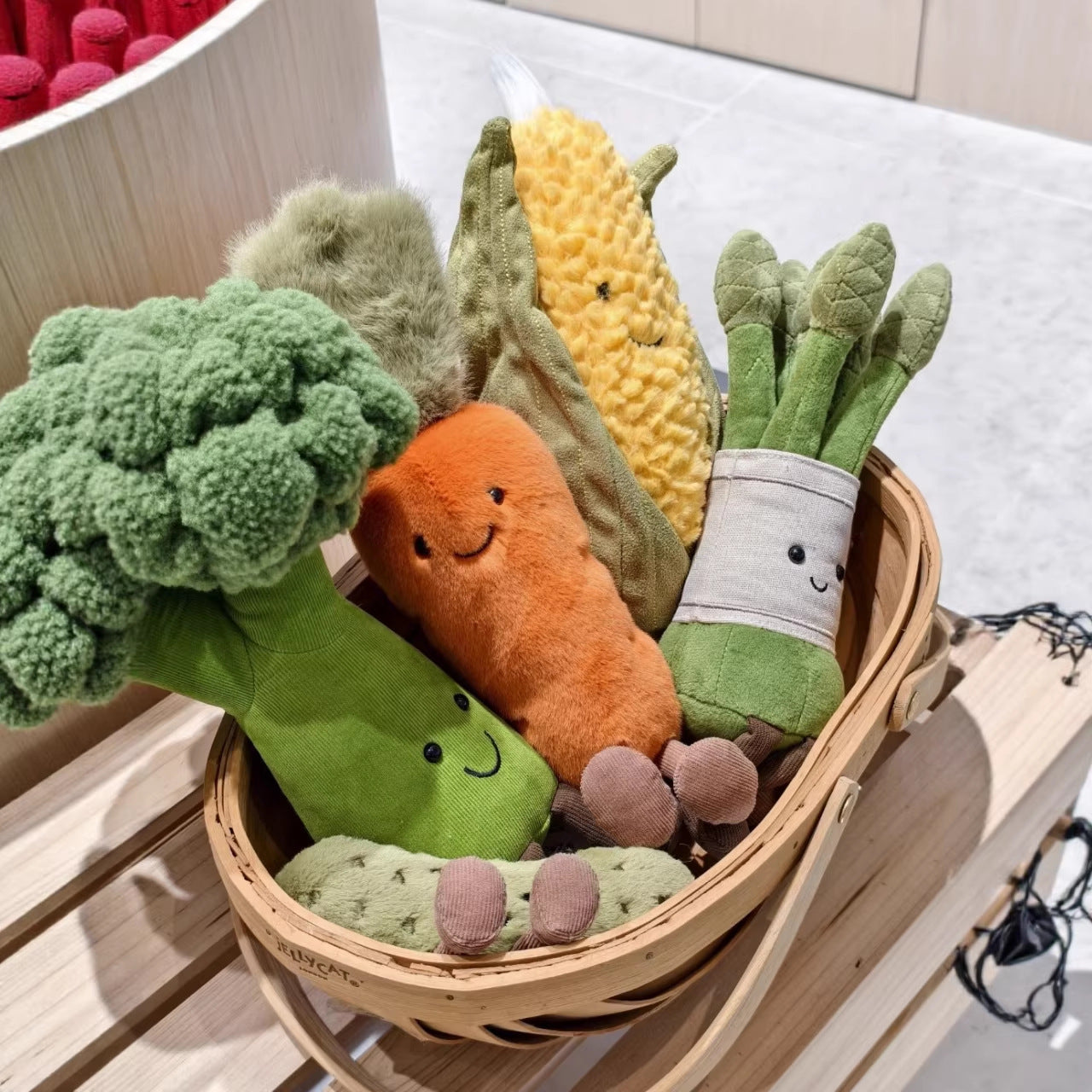 Lifelike Corn/Asparagus/Broccoli/Carrot Plant Plush Decor | Fluffy Botanical Stuffed Ornaments with JC Tags, Wholesale & Retail