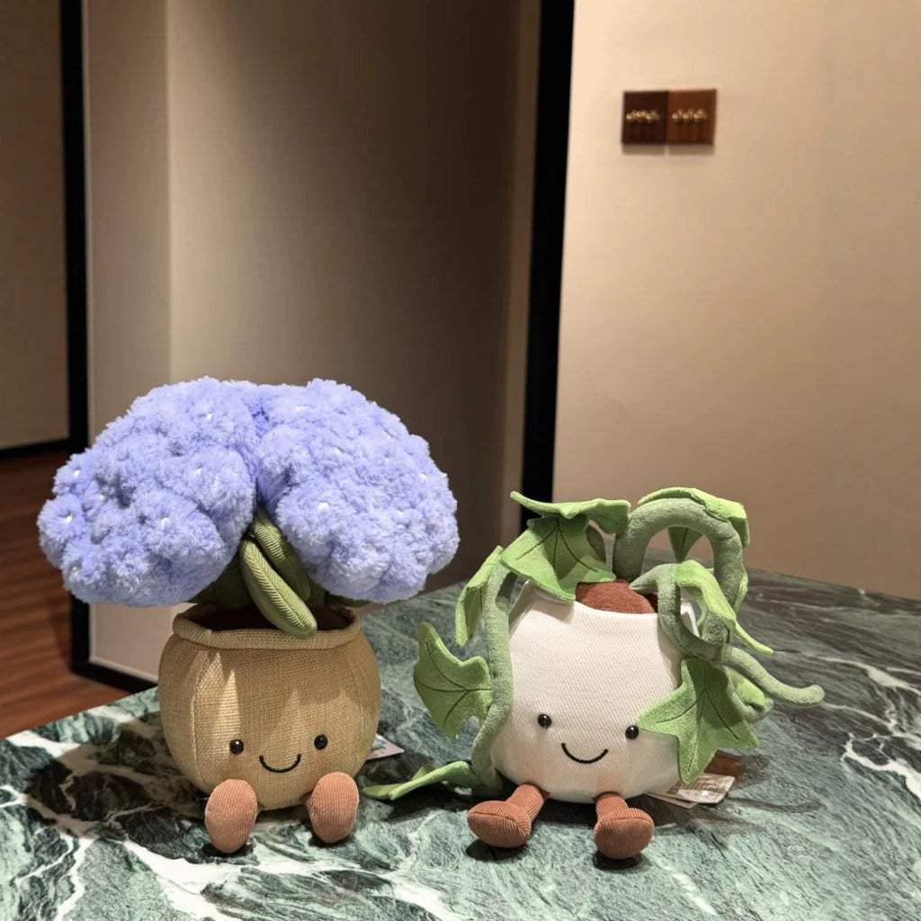 Lifelike Amuseables Hydrangea Plant Plush Decor | Fluffy Botanical Stuffed Ornaments with JC Tags, Wholesale & Retail