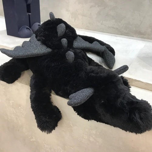 Ultra Soft 50/66cm Onyx Dragon | Black Dragon Plush Toy | Fluffy Stuffed Animals with JC Tags, Wholesale & Retail