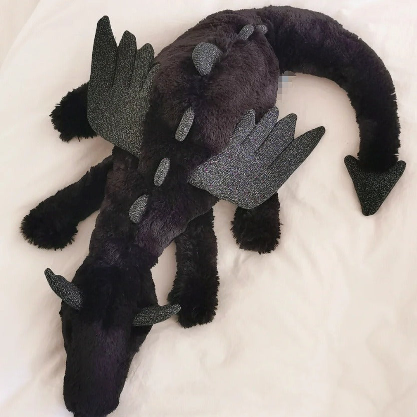 Ultra Soft 50/66cm Onyx Dragon | Black Dragon Plush Toy | Fluffy Stuffed Animals with JC Tags, Wholesale & Retail