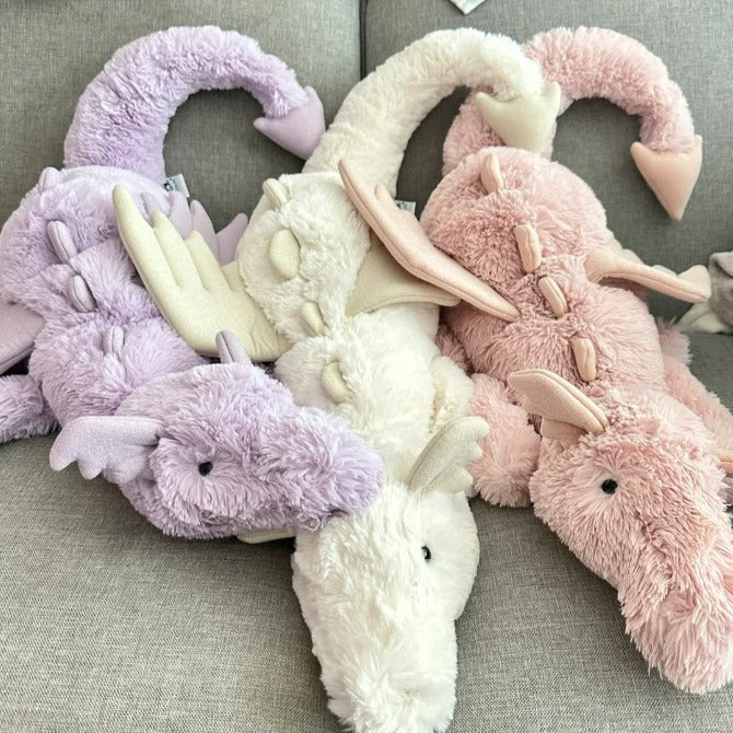Ultra Soft 50/66cm Purple Dragon, Pink/Rose Dragon, Snow Dragon Plush | Fluffy Stuffed Animals with JC Tags, Wholesale & Retail