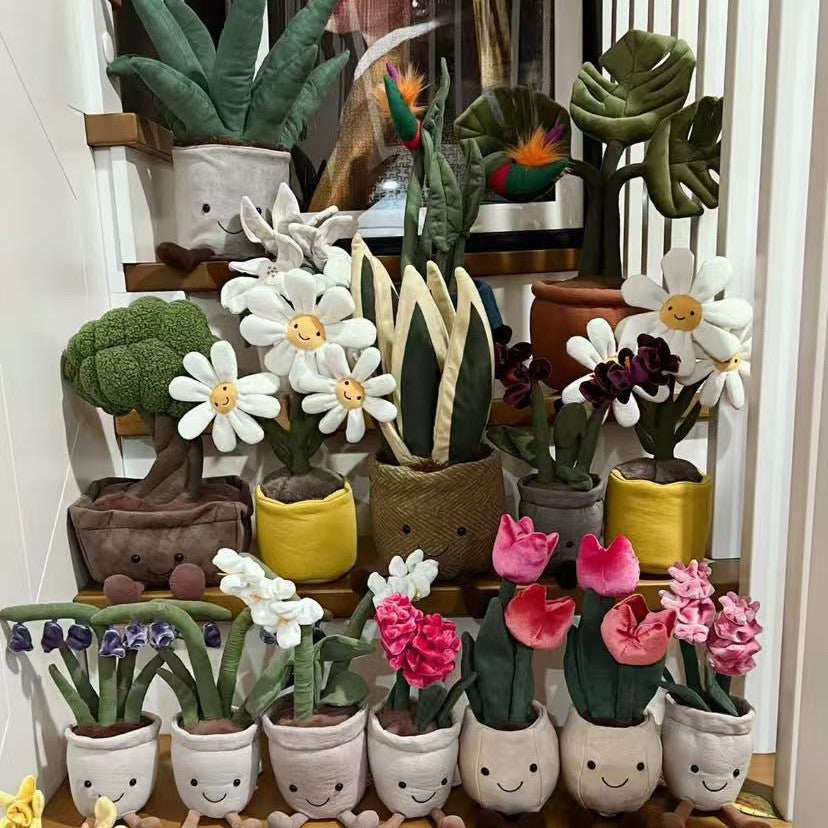 Lifelike Pot/Turtle Bamboo/Orchid/Sunflower/Small Daisies.. Plant Plush Decor | Fluffy Botanical Stuffed Ornaments with JC Tags, Wholesale & Retail